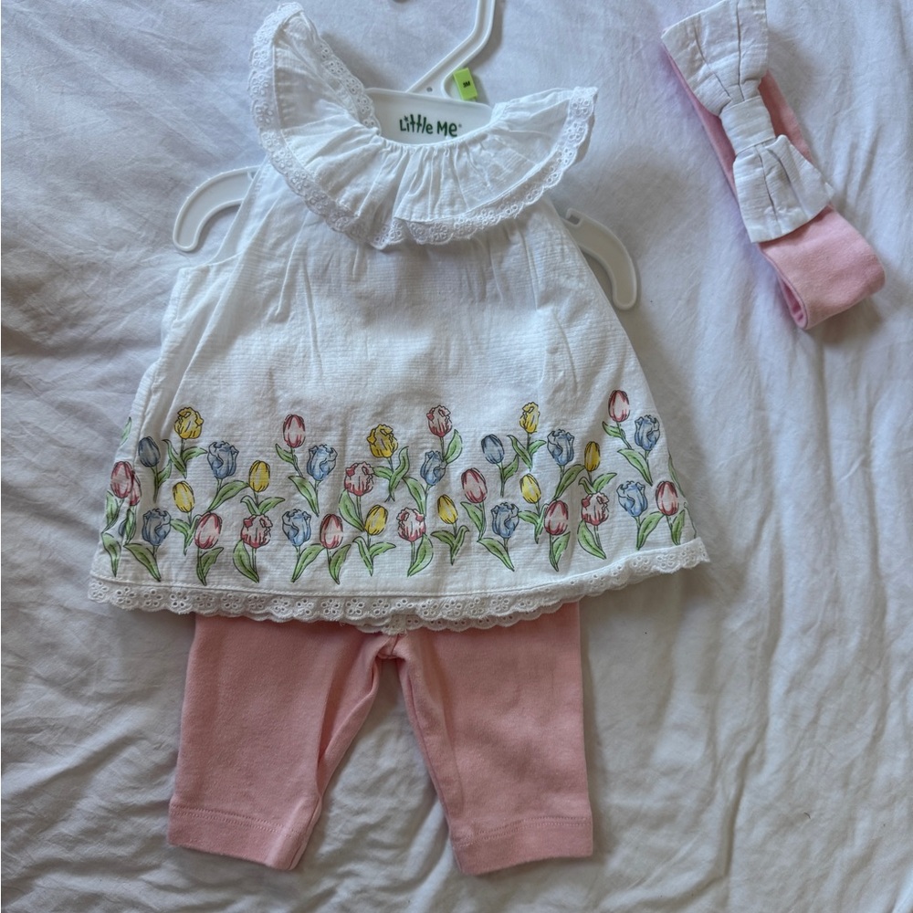 Little Me White and Pink Floral Hair Accessory Set